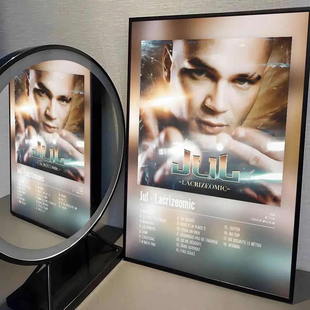 A framed poster of popular music rapper jul with glowing effects for posters aesthetic wall and living room decor