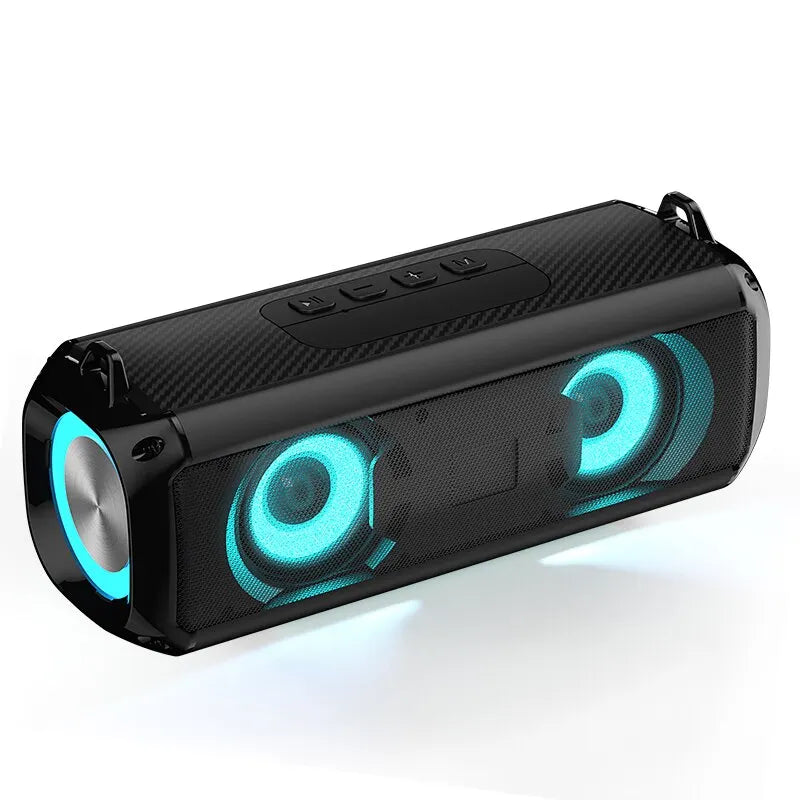 Black carbon-fiber textured popular rockmia rgb led lights portable wireless bluetooth music player micrphone speaker