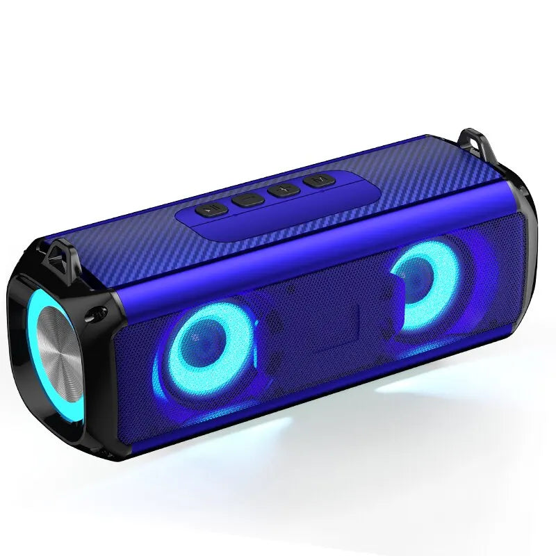 Blue carbon-fiber textured popular Rockmia EBS-045 portable wireless bluetooth music player micrphone with glowing LED lights