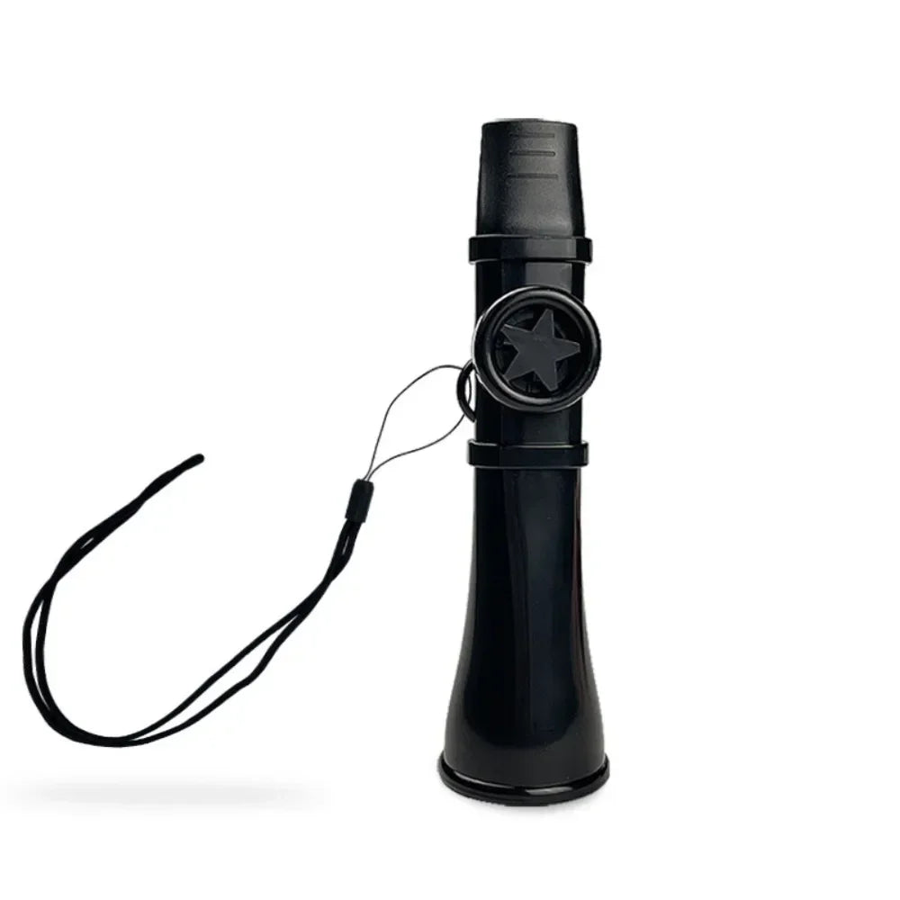 Black portable abs kazoo flute with star emblem and lanyard musical whistle toy to learn musical instruments easily