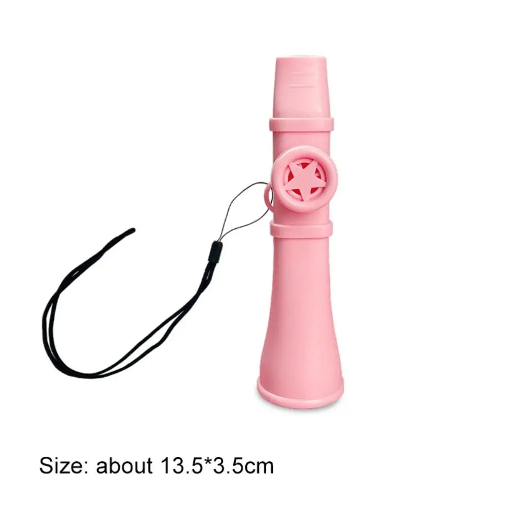 Pink portable abs kazoo with star-shaped cutout and black lanyard musical whistle toy to learn musical instruments gift