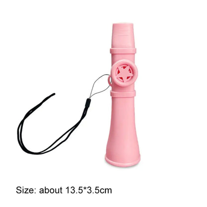 Pink portable abs kazoo with star-shaped cutout and black lanyard musical whistle toy to learn musical instruments gift