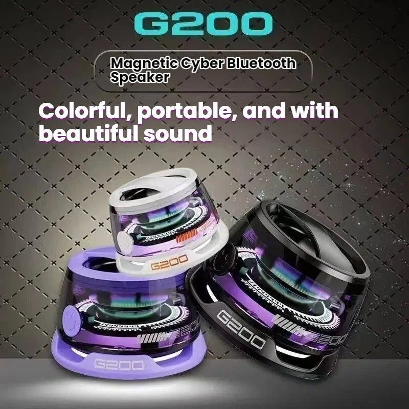 The bluetooth speaker hecate g200 features a portable design with translucent purple casings and rgb lighting components