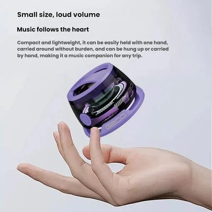 Purple portable bluetooth speaker hecate g200 with sleek compact design and visible internal components for 7 hours playback