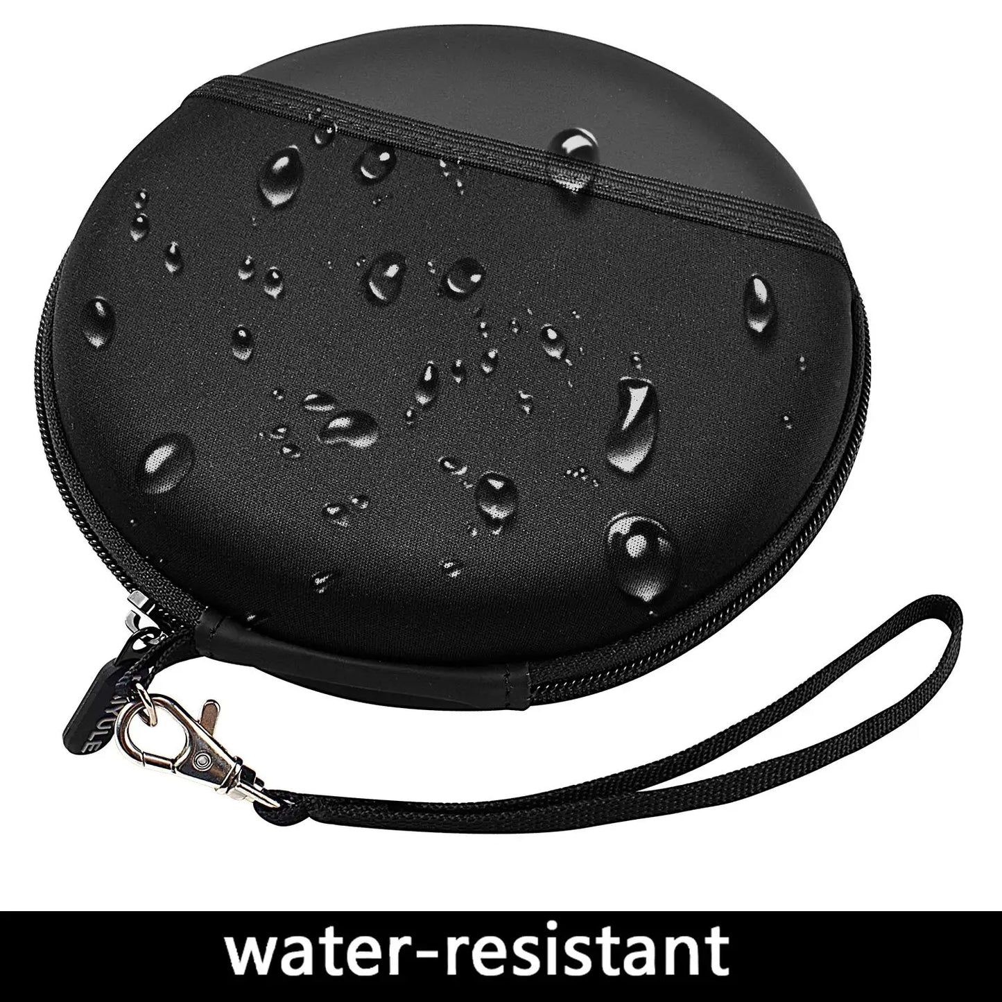 Black oval-shaped portable cd player case with zipper and wrist strap compatible with hott cd204 903tf and monodeal disc player