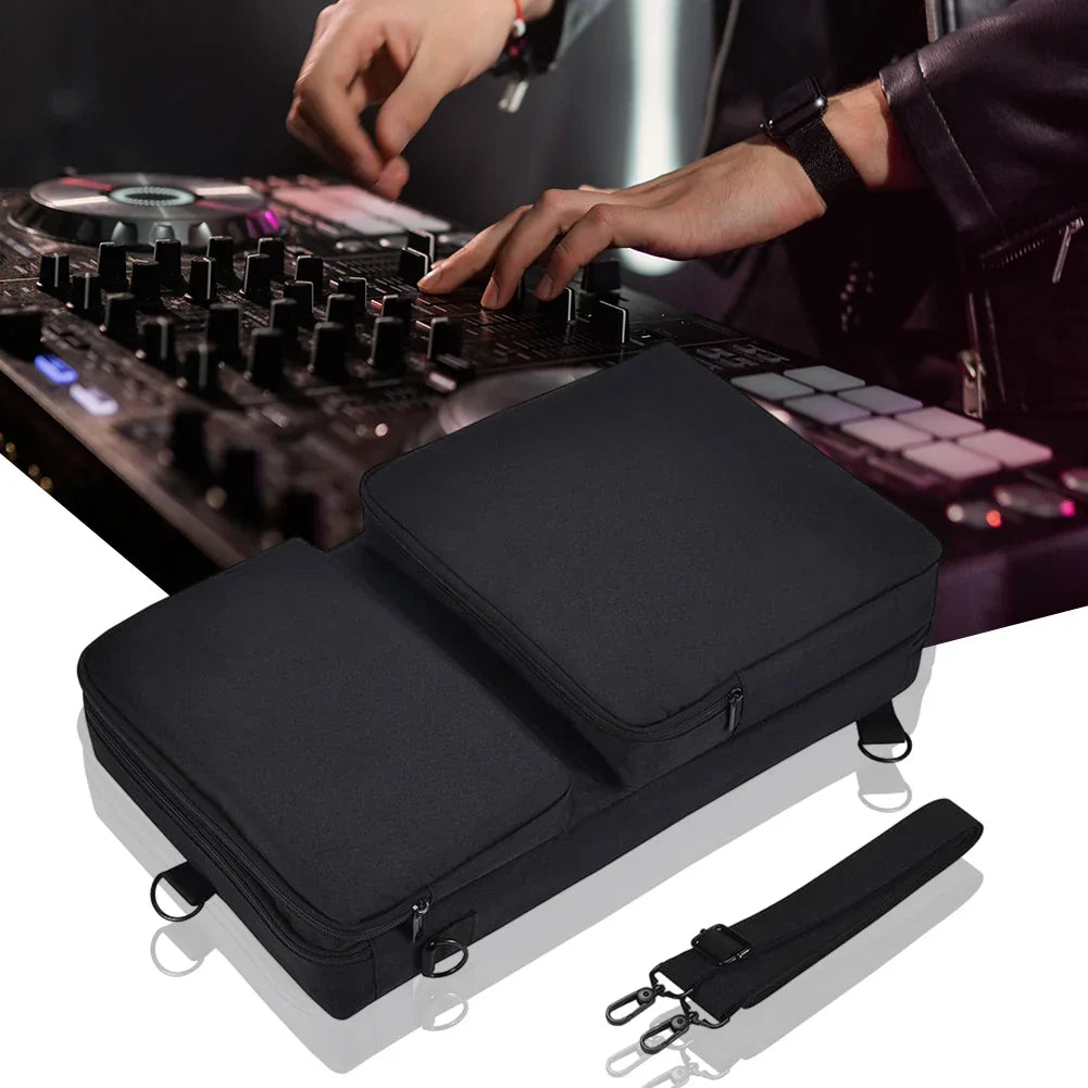Black fabric portable dj controller padded storage bag with detachable shoulder strap turntables protective case for pioneer ddj-400 ddj-flx4