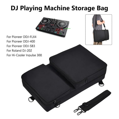 Black padded portable storage bag with multiple compartments and adjustable strap for pioneer ddj-400 ddj-flx4 turntables protective case dustproof