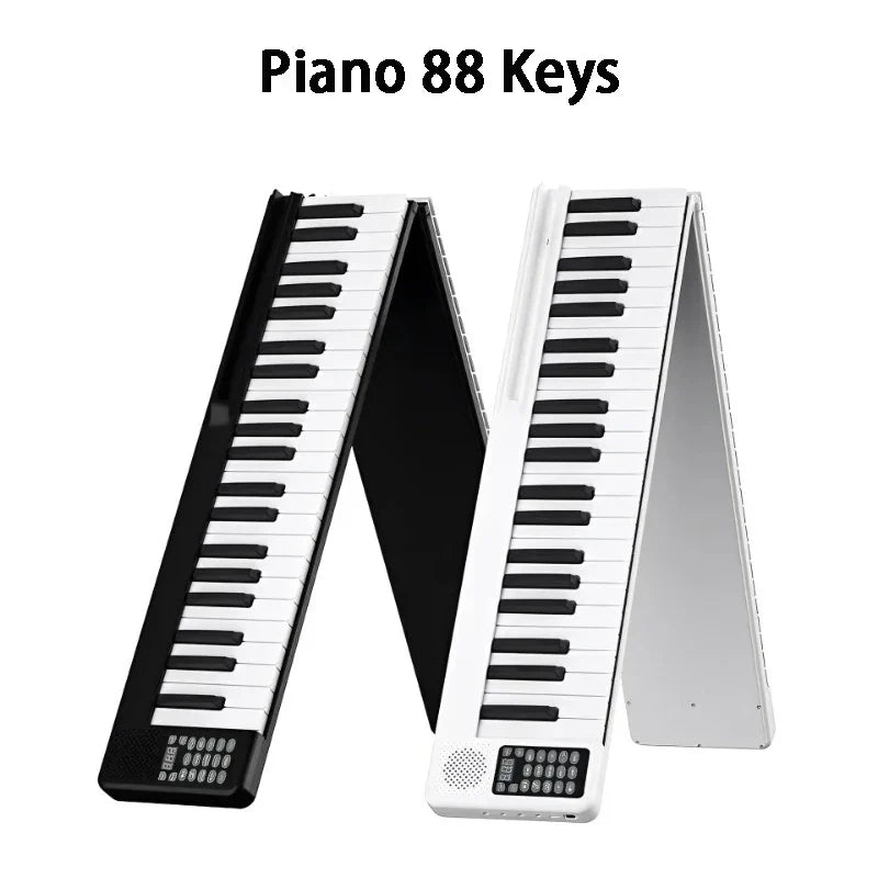 Portable electronic piano with 88 black and white foldable keys designed for digital pianos adult and musical keyboard beginners