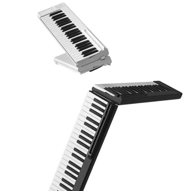 Silver and black foldable portable electronic piano 88-key digital piano designed for musical keyboard beginners and adults