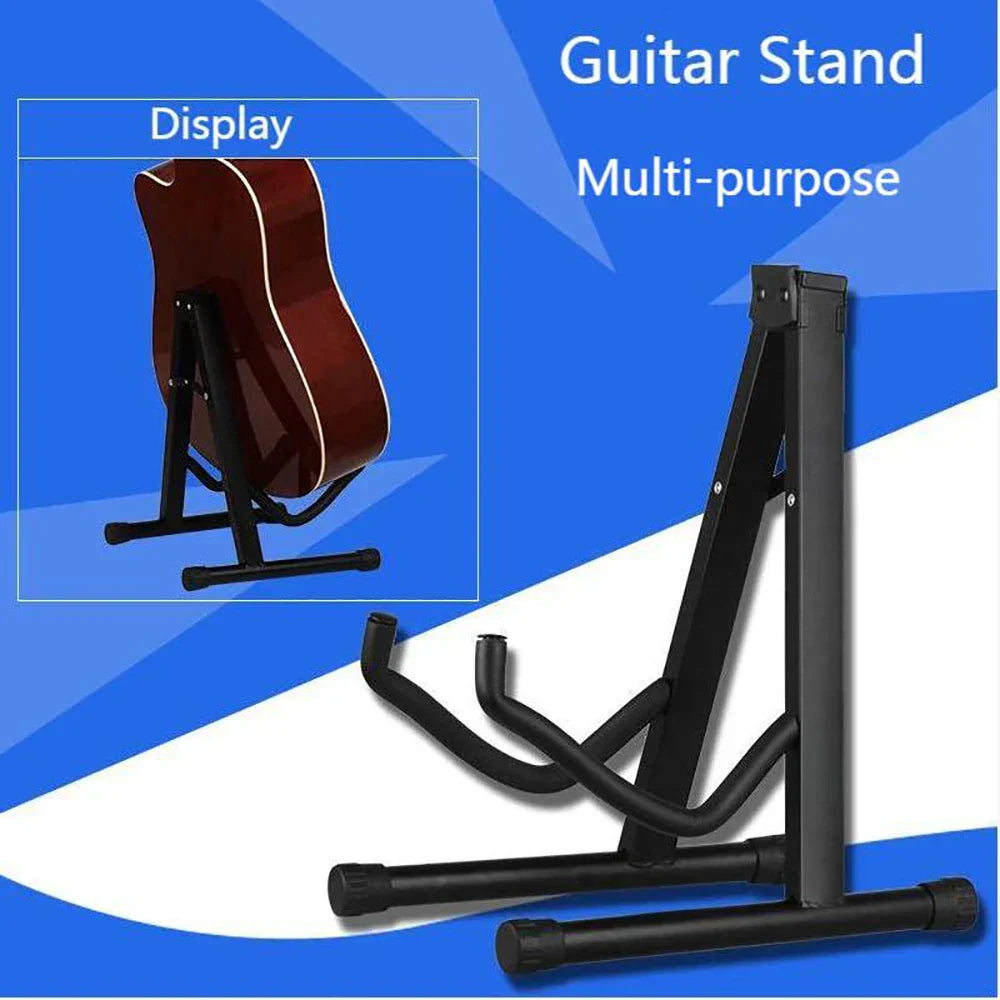 Black metal portable guitar stand with adjustable arms sturdy foldable holder tripod for guitar and bass instruments