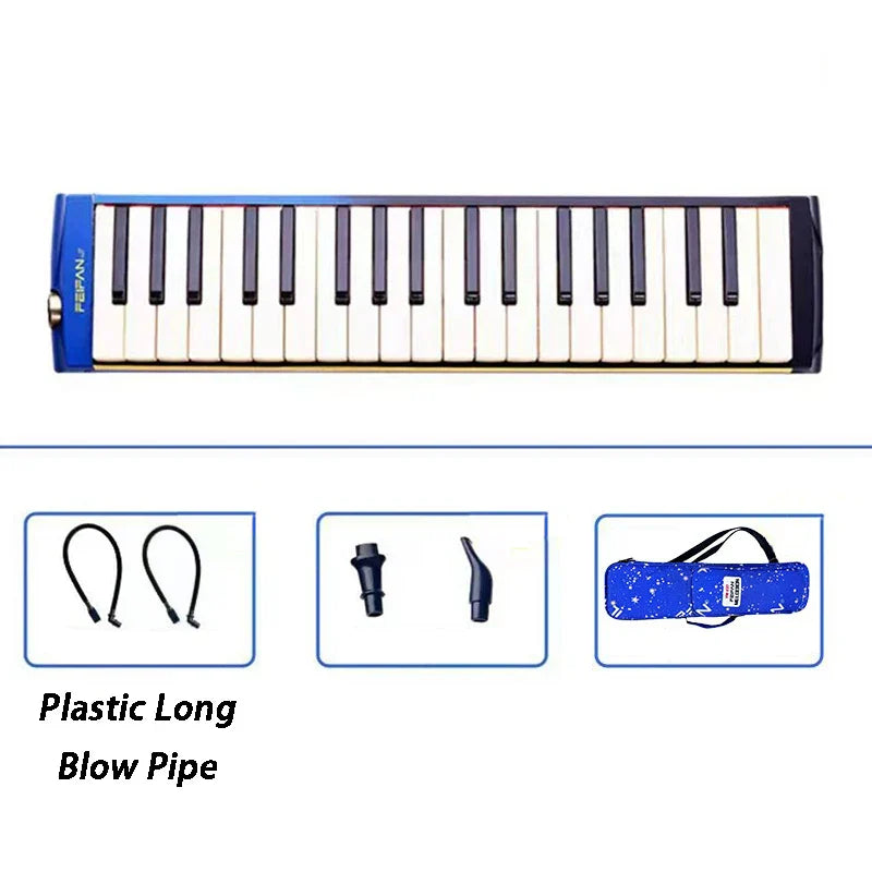 Blue feipan brand 32-key portable melodica with white and black keys for children and professional musical keyboard use