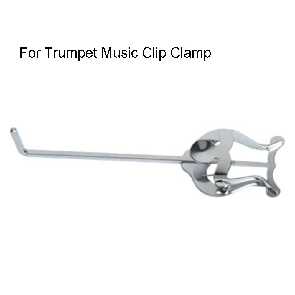 Shiny chrome portable metal trumpet lyre clamp with curved elegant design for marching music sheet clip stand instrument holder