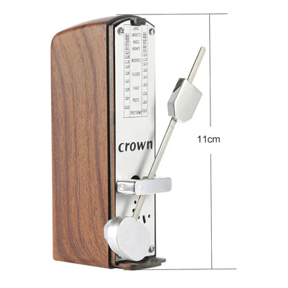 Wooden-bodied portable mini mechanical metronome with silver pendulum and italian tempo scale for piano guitar violin chinese zither