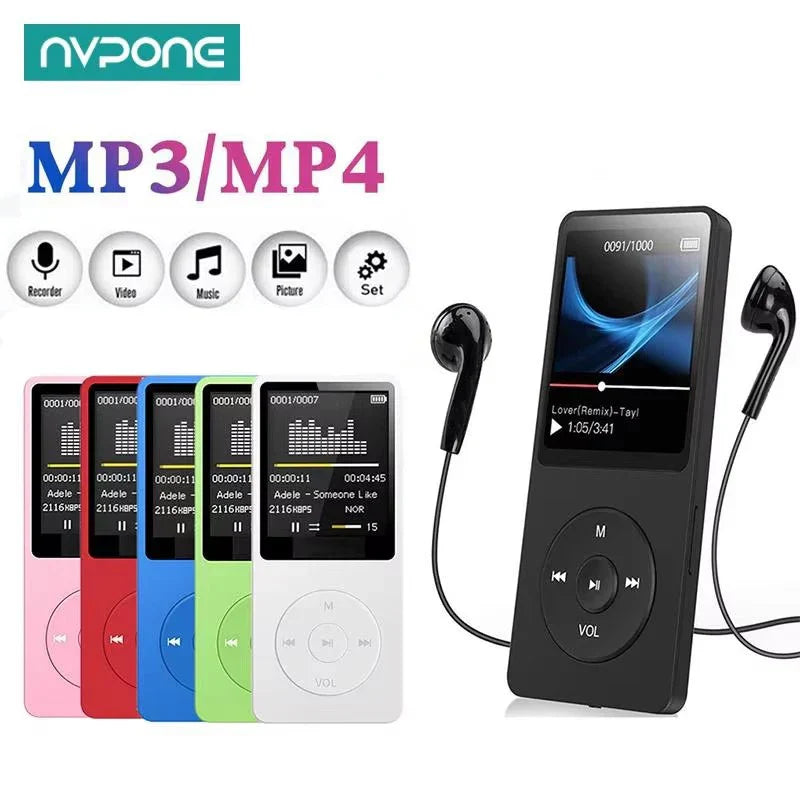 Black portable mp3 player with touchscreen charging record digital display and matching earphones for lossless portable pocket use