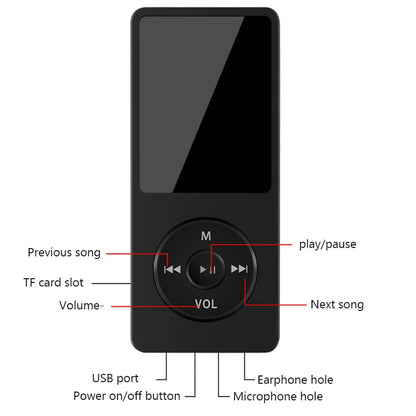 Black portable mp3 player with lcd digital display and circular control pad supports bluetooth lossless music playback