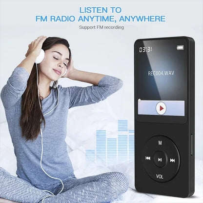 Black rectangular portable mp3 player with lcd digital display touchscreen and circular control buttons support bluetooth lossless
