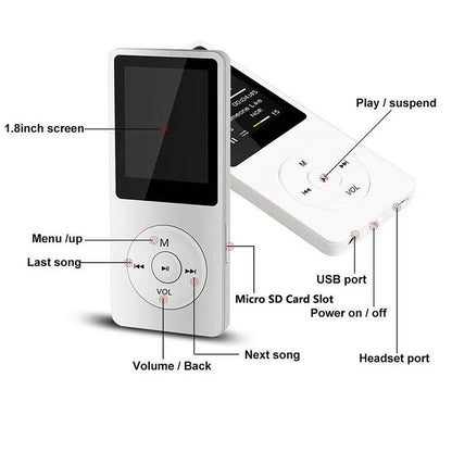 White plastic portable mp3 player with 1.8 inch lcd digital display and circular buttons support bluetooth lossless music player