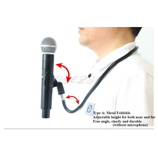 Black metal foldable microphone stand with adjustable height and free angle design for portable music bar guitar keyboard mic use