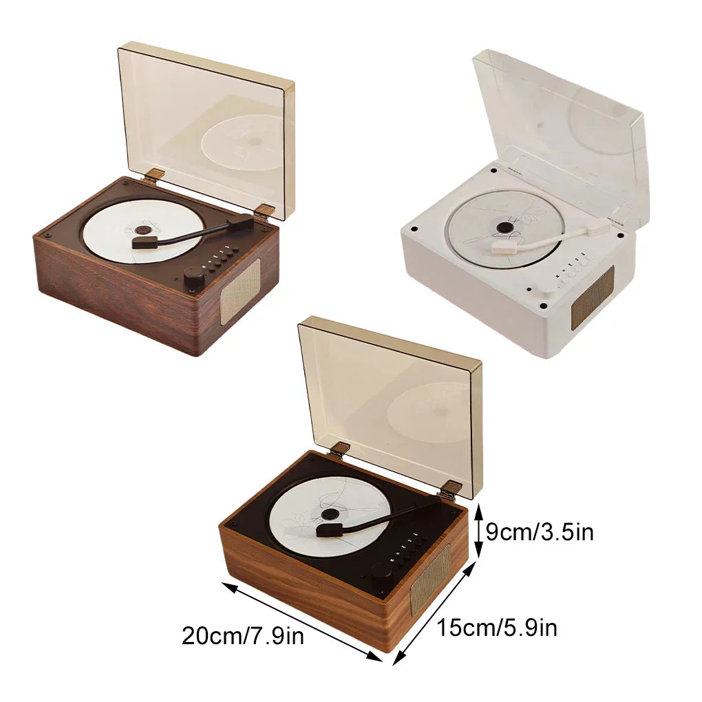 Compact retro cd player with wooden finish clear lid built-in 2000ma lithium battery and bluetooth 5.0 speaker portable cd player