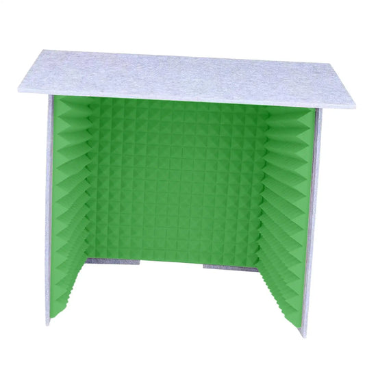 Green acoustic foam panel with pyramid texture and white edges for portable soundproof booth vocal absorbing cover