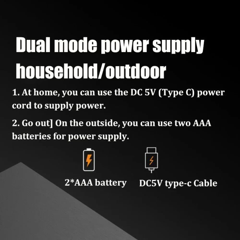 Dual mode power supply with dc 5v type-c cable and two aaa batteries for radio retro cassette music player walkman tape recorders