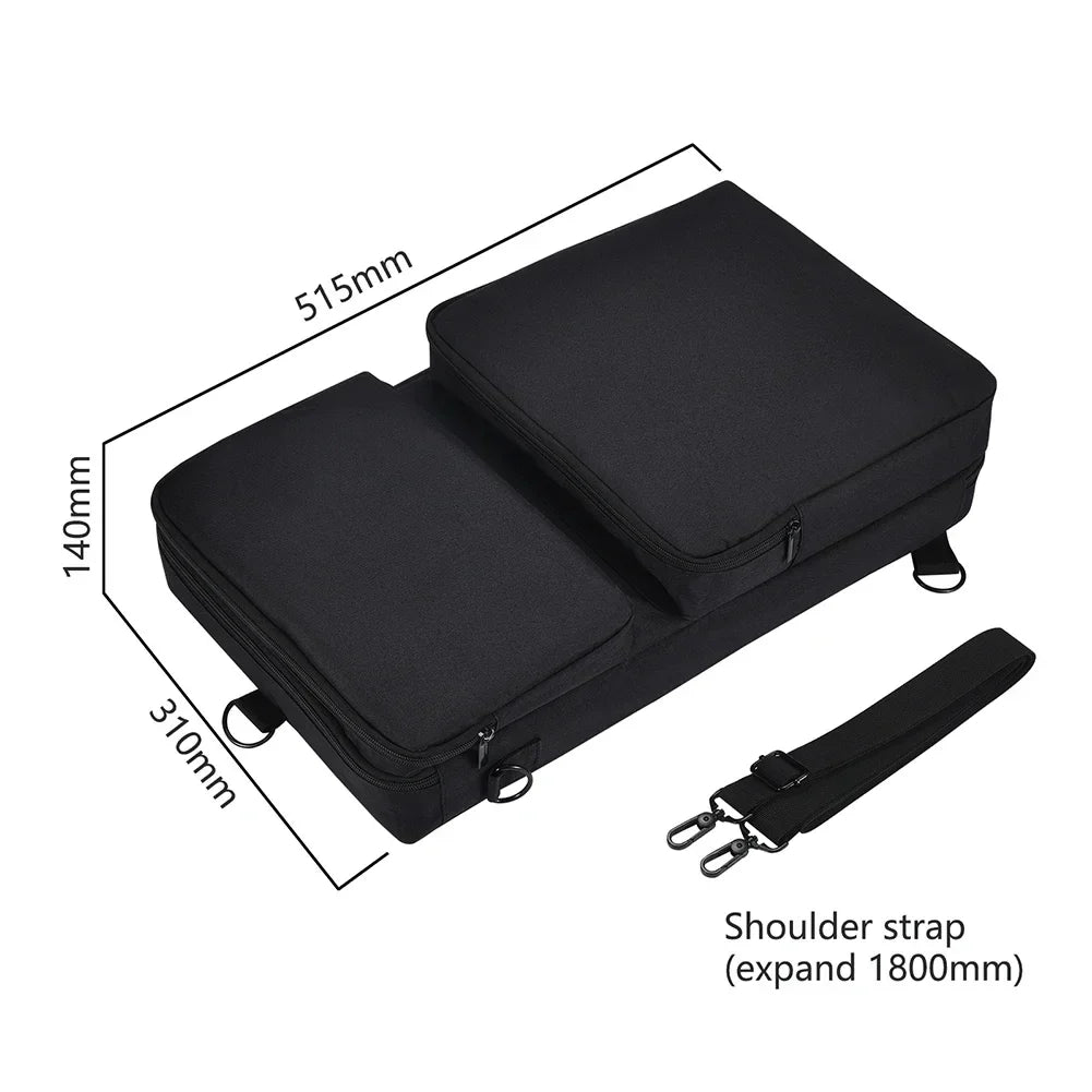 Black durable nylon portable turntables protective case with two zippered compartments for pioneer ddj-400 carrying storage bags