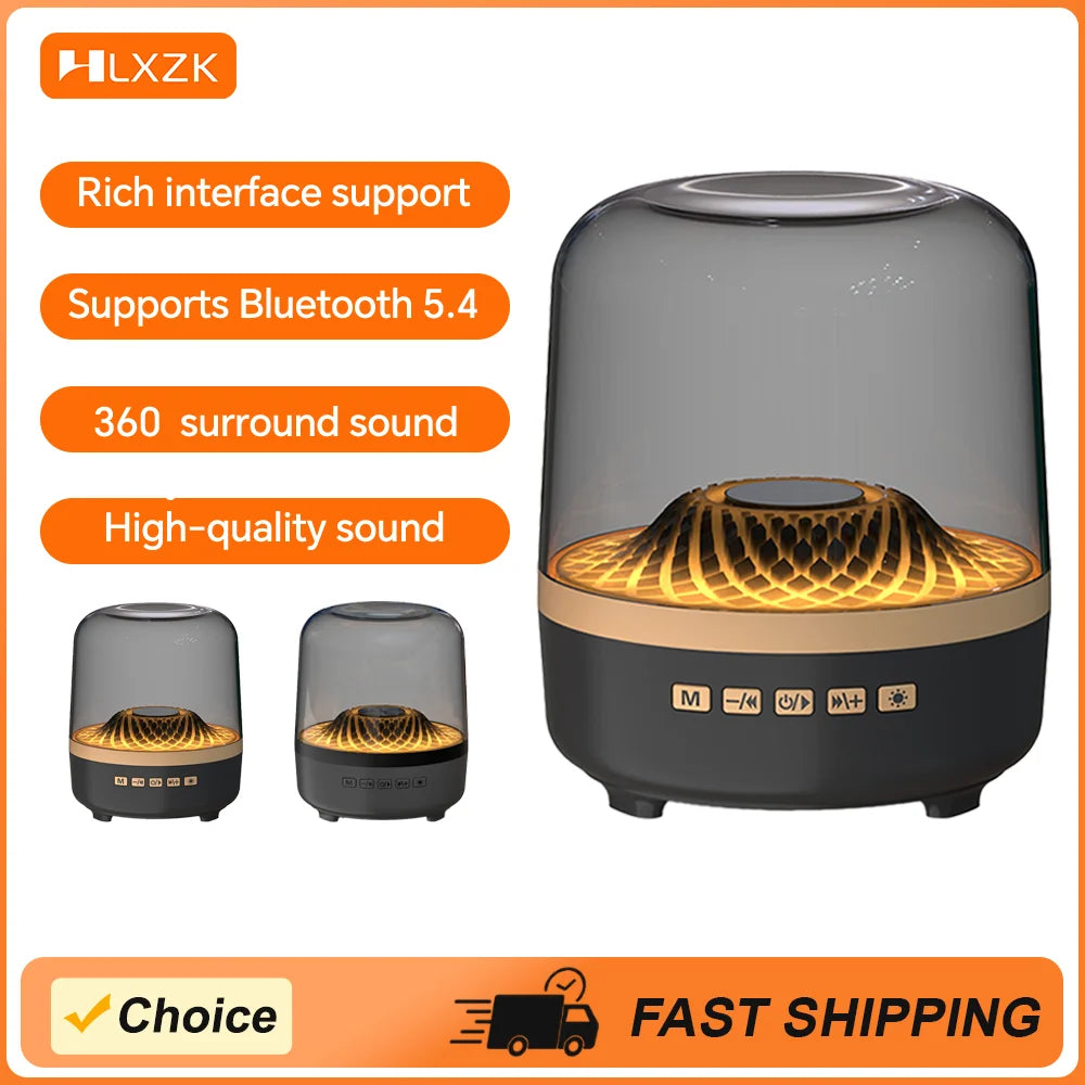 Portable wireless black and gray theater speaker subwoofer with acoustic breathing lamp and bluetooth 5.4 hi-fi sound