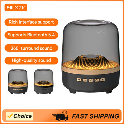 Portable wireless black and gray theater speaker subwoofer with acoustic breathing lamp and bluetooth 5.4 hi-fi sound