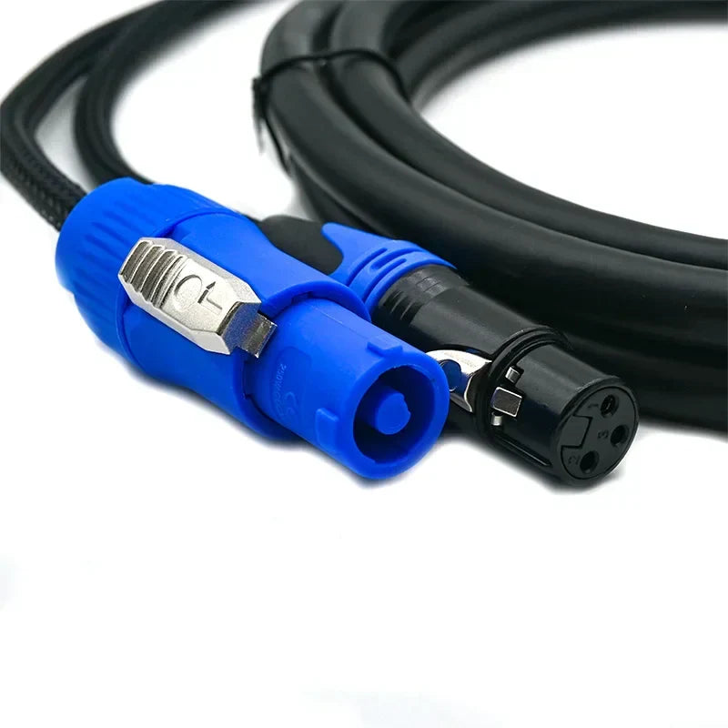 Blue and black 1.5m powercon dmx combo compatible combi cable with blue male connector for moving heading lighting