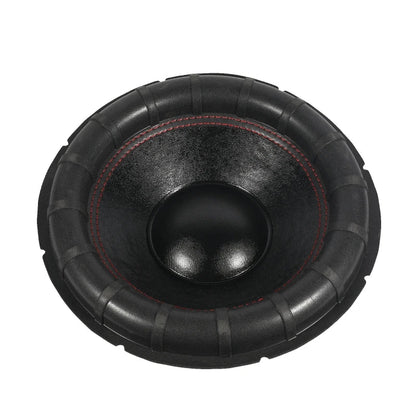 Black subwoofer with red stitching and textured glossy finish featuring big surround dust cap repairing kits