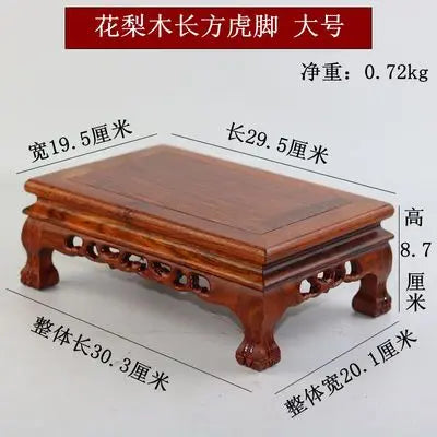 Polished reddish-brown premium wooden pedestal with intricately carved legs for coffee tea sets figurines vases flower decor
