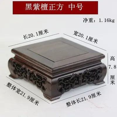 Dark purple premium wooden pedestal display stand with carved base for coffee tea sets figurines vases flower decor