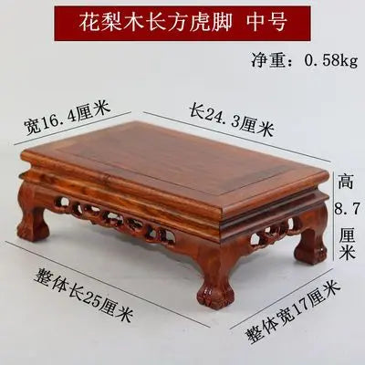 Premium wooden pedestal coffee table with carved legs and reddish-brown finish for coffee tea sets figurines vases flower decor