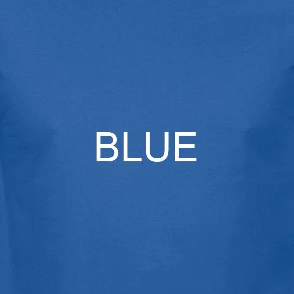 Solid blue fabric t shirt with white blue text designed for producer artist production and artist production beat use