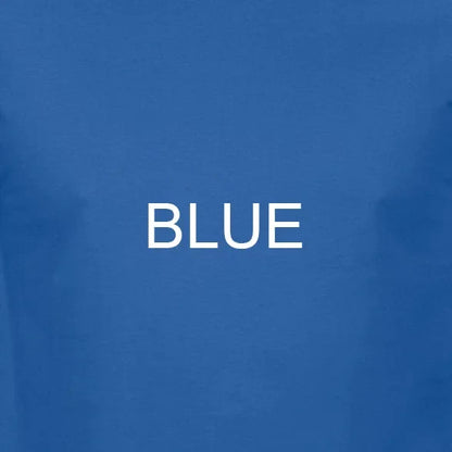 Solid blue fabric t shirt with white blue text designed for producer artist production and artist production beat use