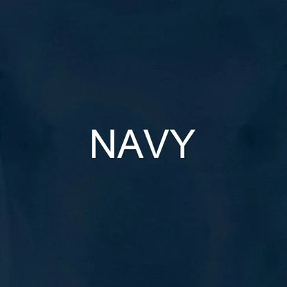 Navy blue textured fabric t shirt with bold white navy text for producer artist production beat makers offer drop shipping