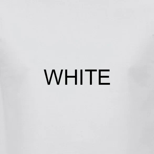 White t-shirt with bold black text reading white ideal for producer artist production and artist production beat use case