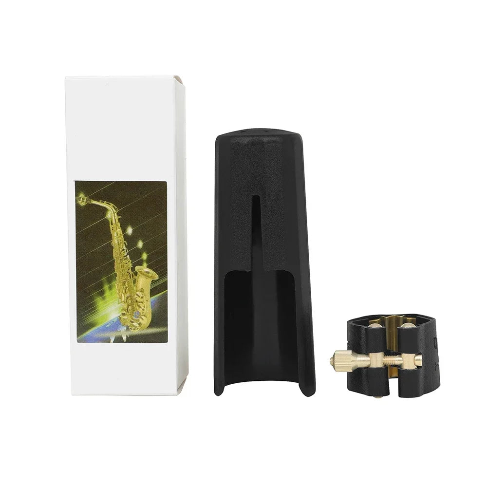 Black plastic saxophone mouthpiece cap and ligature with gold hardware for keys bb clarinet accessories reed box cleaning brushes trimmer