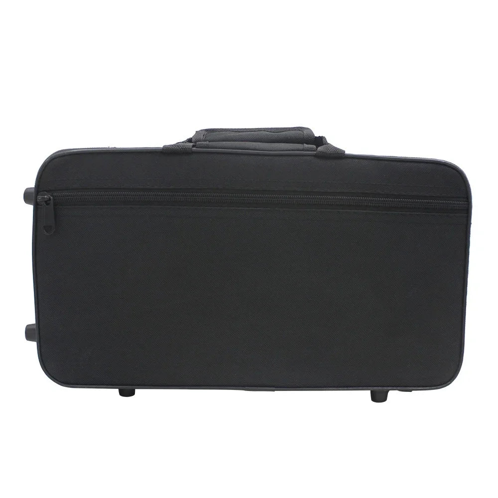Black fabric rolling case with top handle and side wheels for professional keys bb clarinet accessories reed box cleaning brushes trimmer