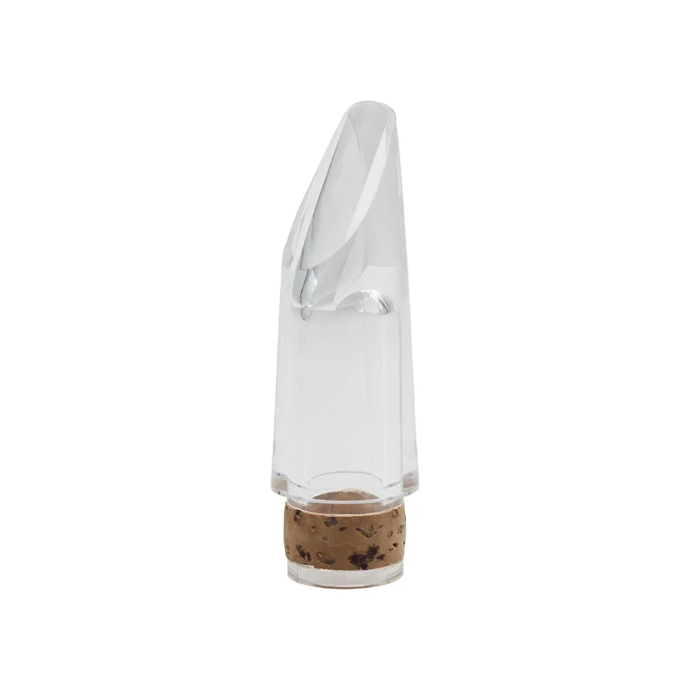 Clear glass wine stopper with natural cork base shown as part of professional keys bb clarinet accessories reed box set