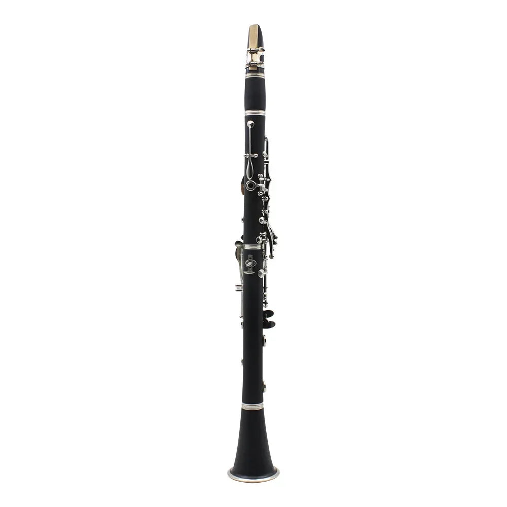 Professional black keys bb clarinet with silver keys and gold mouthpiece paired with accessories reed box and cleaning brushes trimmer