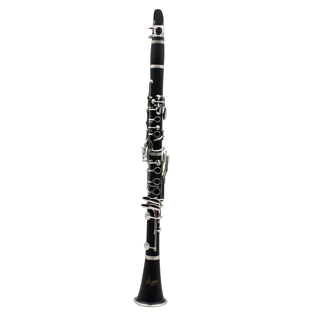 Professional black keys bb clarinet with silver keys and glossy finish including accessories reed box cleaning brushes trimmer