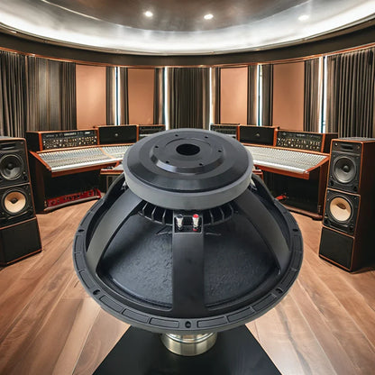 Professional 18-inch powered subwoofer speaker driver f18b in black matte finish with metallic base for pro audio use
