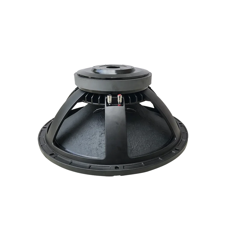 Black professional 18-inch powered subwoofer speaker driver f18b with robust cone design and metallic central components for pro audio use