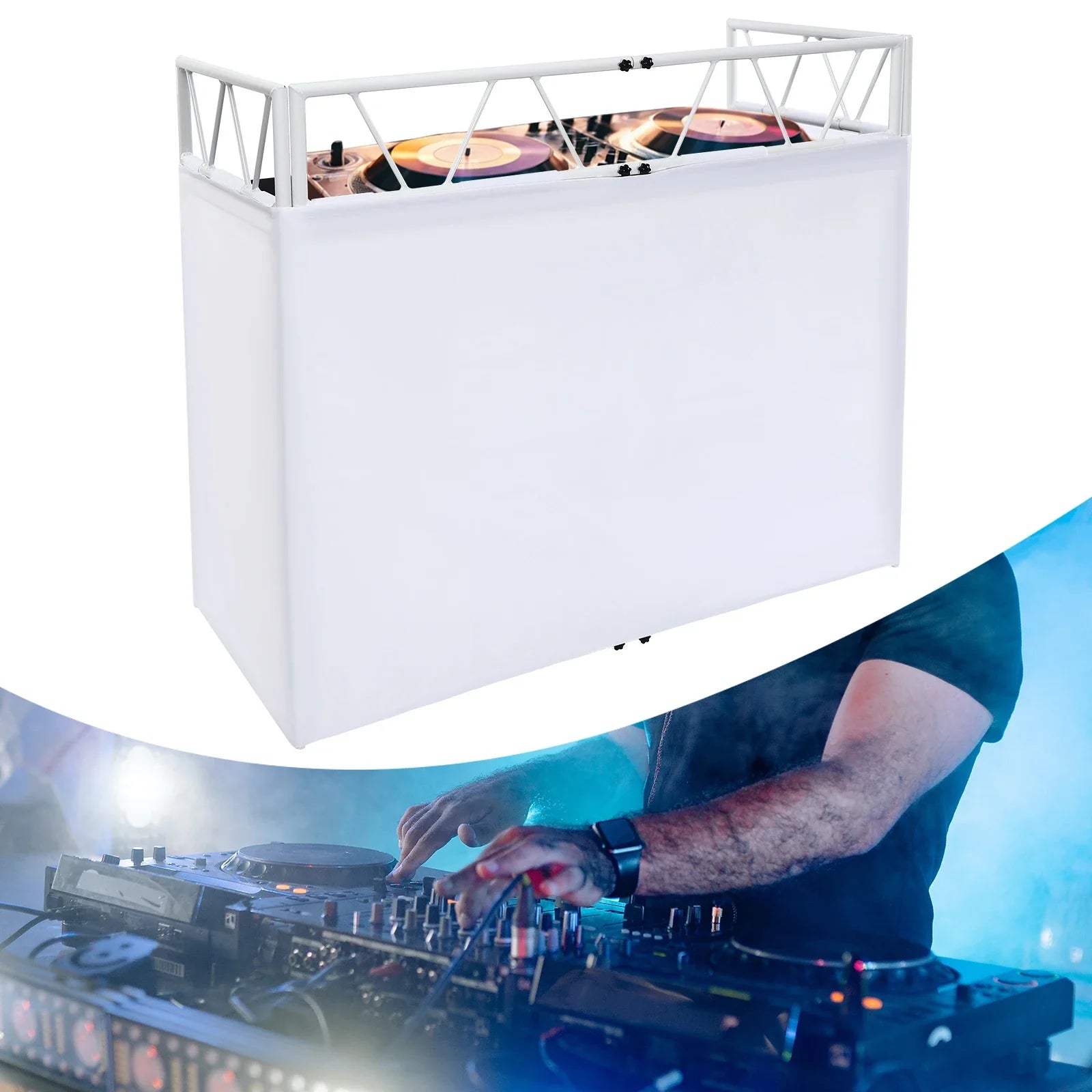 Professional 46.8 inch white dj equipment stand heavy duty aluminum with oxford cloth cover for stage studio events