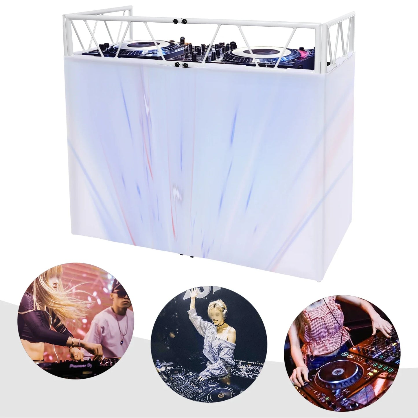 Professional 46.8 inch equipment stand heavy with white oxford cloth cover and geometric metal frame for stage studio events