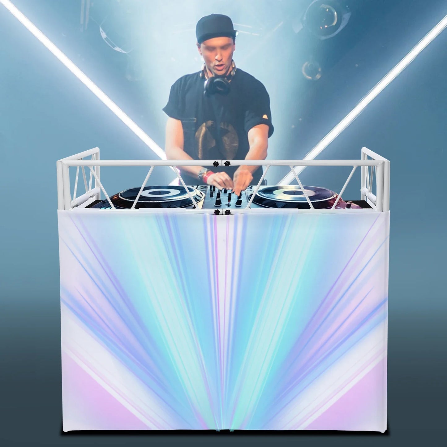 White metal-framed professional 46.8 inch equipment stand heavy with oxford cloth cover for stage studio events