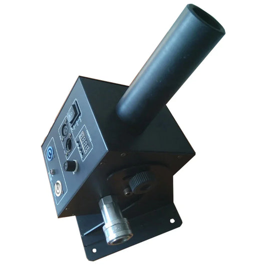 Black rectangular professional disco led co2 jet machine with cylindrical nozzle and control panel for stage effect