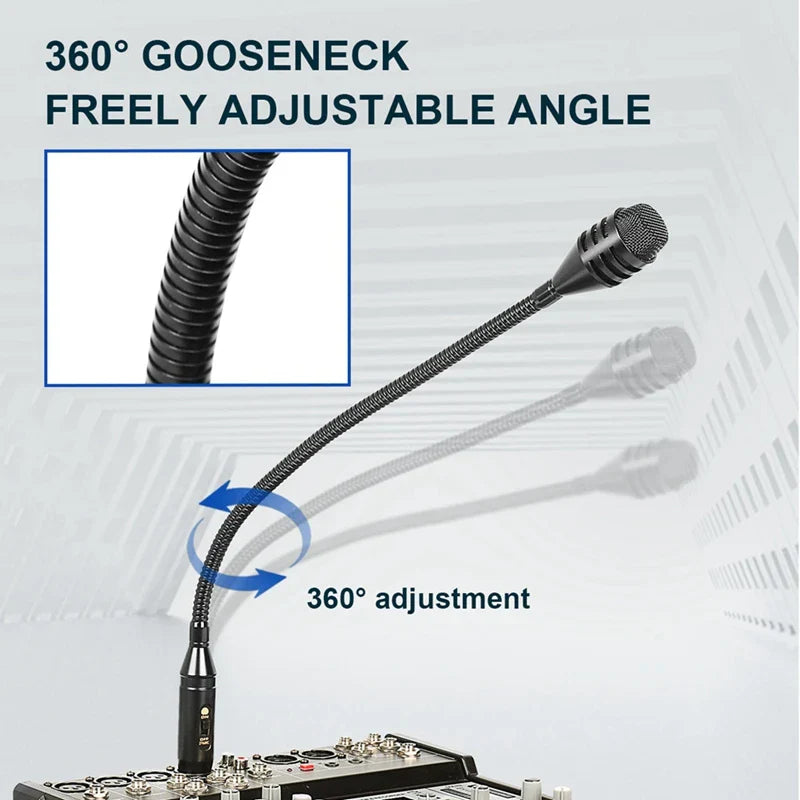Black dynamic dj microphone with flexible gooseneck and mesh grille head for mixer dedicated disc ktv bar use