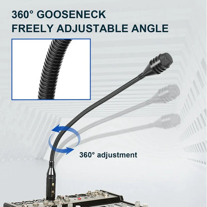 Black dynamic dj microphone with flexible gooseneck and mesh grille head for mixer dedicated disc ktv bar use
